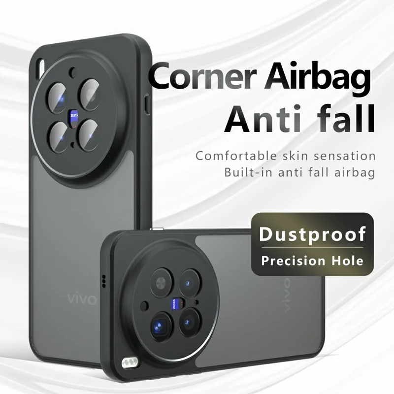 For vivo X300 Pro 5G Case Skin-Touch TPU + PC Matte Phone Back Cover, Transparent Black