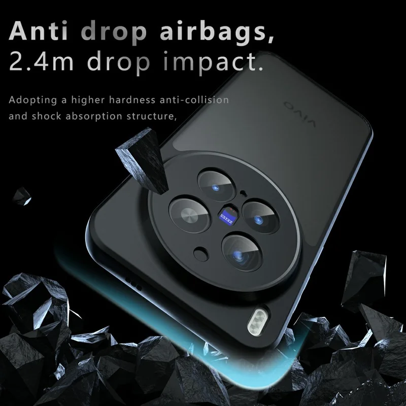 For vivo X300 Pro 5G Case Skin-Touch TPU + PC Matte Phone Back Cover, Transparent Black