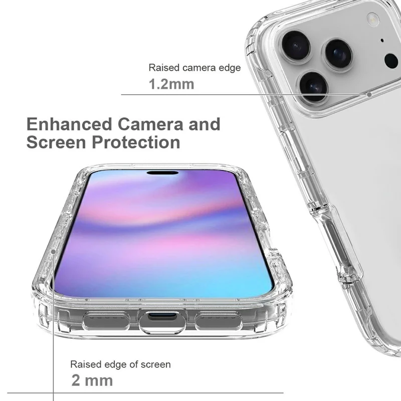 Voor iPhone 17 Pro hoesje PC + TPU Gradiëntkleur mobiel telefoonhoesje - Transparant
