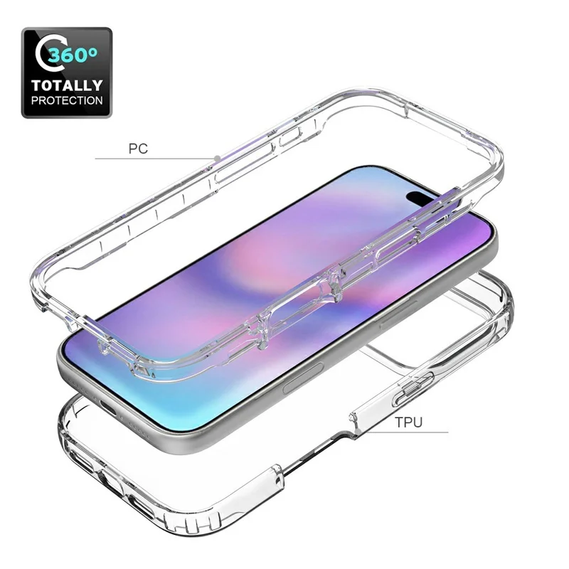 Voor iPhone 17 Pro hoesje PC + TPU Gradiëntkleur mobiel telefoonhoesje - Transparant