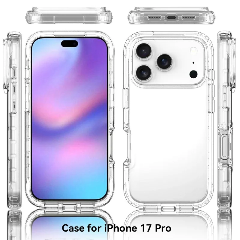 Voor iPhone 17 Pro hoesje PC + TPU Gradiëntkleur mobiel telefoonhoesje - Transparant