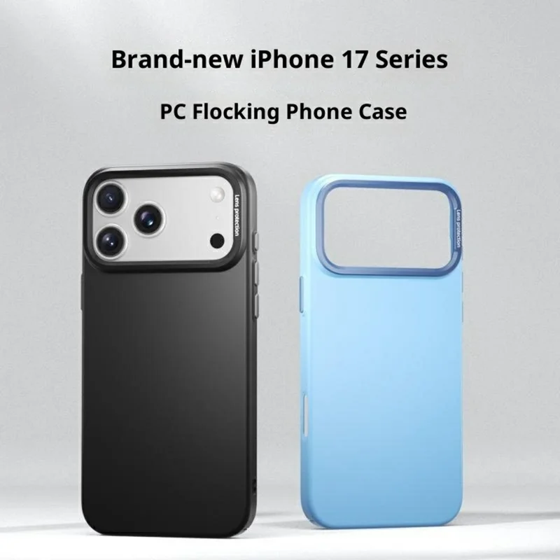 Funda magnética para iPhone 17 Pro Max de fibra vegetal + Funda de teléfono de PC con marco de lente de metal - Azul