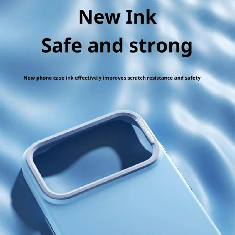 Funda magnética para iPhone 17 Pro Max de fibra vegetal + Funda de teléfono de PC con marco de lente de metal - Azul