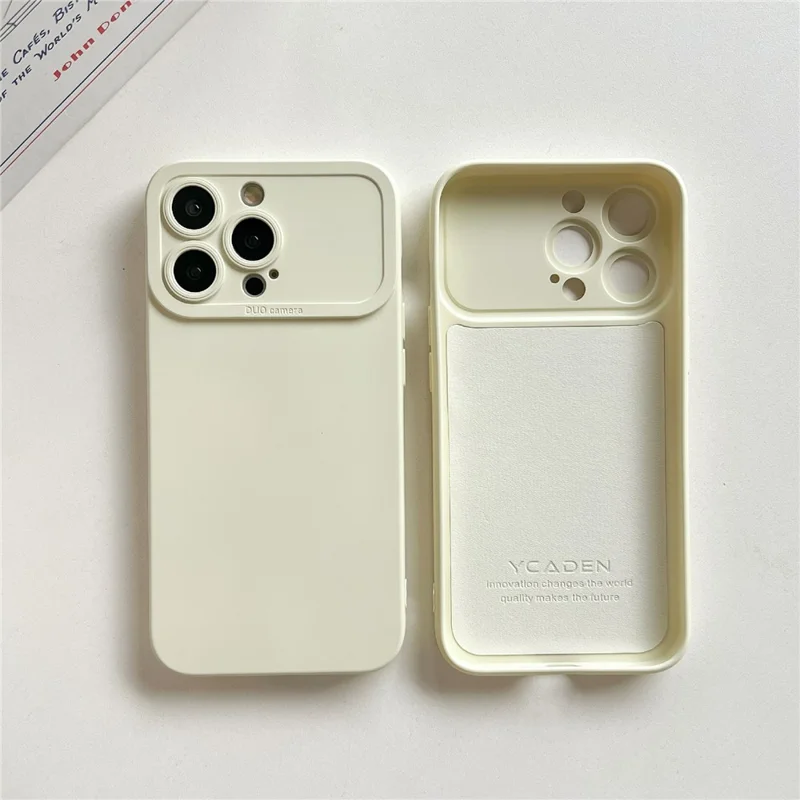 YCADEN For iPhone 15 Pro Max Case Precision Cutout TPU Protective Phone Cover - Antique White