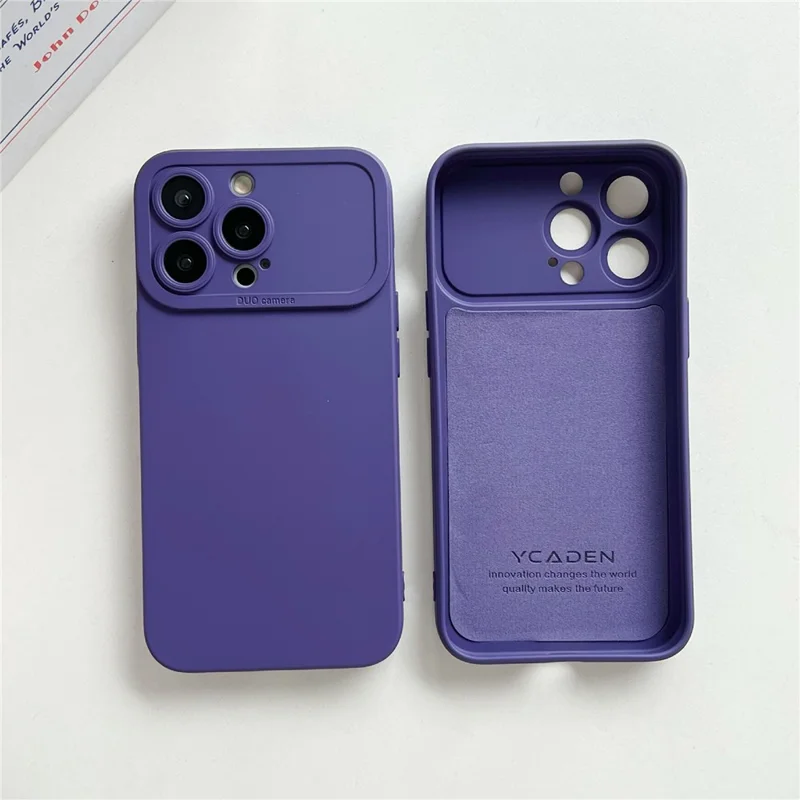YCADEN For iPhone 15 Pro Max Case Precision Cutout TPU Protective Phone Cover - Dark Purple
