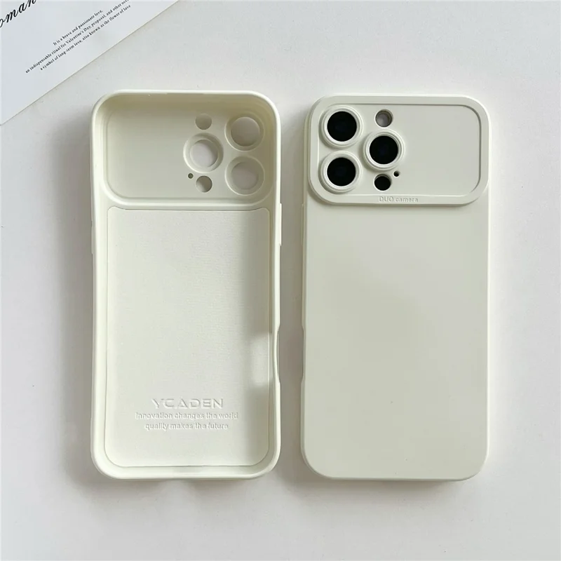 YCADEN For iPhone 16 Pro Case Precision Cutout TPU Protective Phone Cover - Antique White