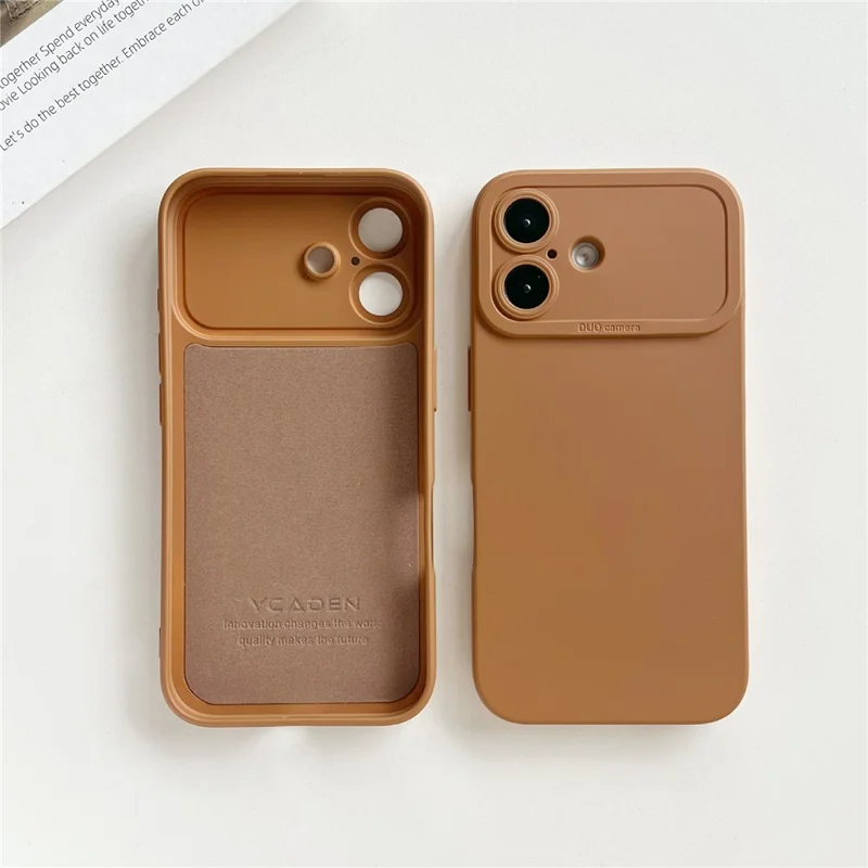 YCADEN For iPhone 16 Case Precision Cutout TPU Protective Phone Cover - Brown
