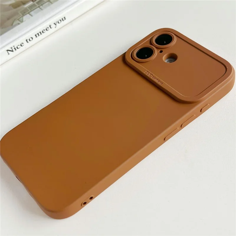 YCADEN For iPhone 16 Case Precision Cutout TPU Protective Phone Cover - Brown