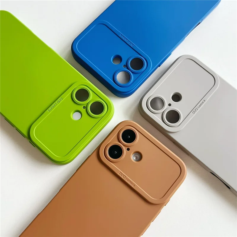 YCADEN For iPhone 16 Case Precision Cutout TPU Protective Phone Cover - Brown