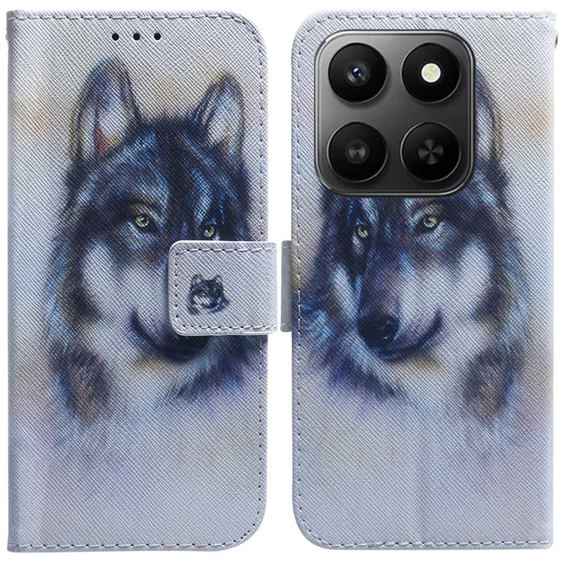 For Honor 400 Smart 5G / 4G / X7d 4G Wallet Case Pattern Print Leather Phone Cover - Wolf