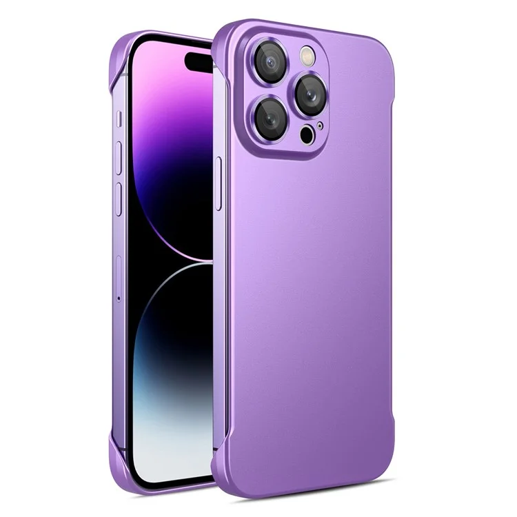 Para iPhone 14 Pro Max Ultra Slim PC Cover Sem Armação Dissipação de Calor Capa de Telefone com Protetor de Lente de Vidro - Roxo Escuro