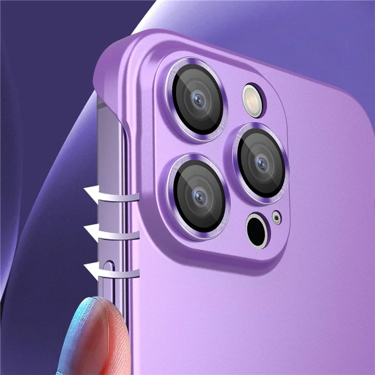 Para iPhone 14 Pro Max Ultra Slim PC Cover Sem Armação Dissipação de Calor Capa de Telefone com Protetor de Lente de Vidro - Roxo Escuro