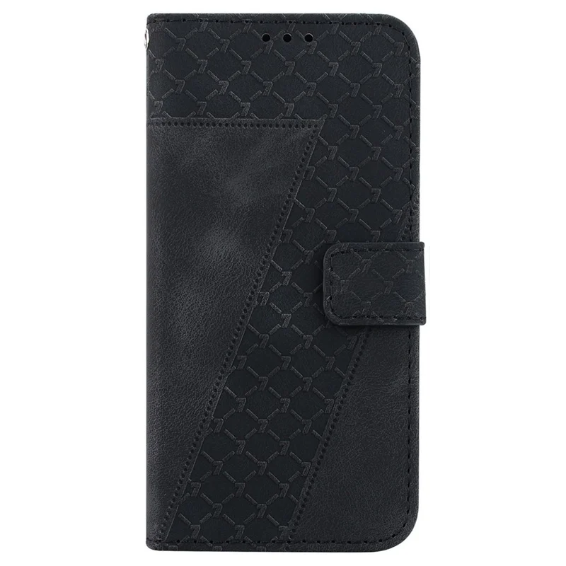For Honor 400 Smart 5G / 4G / X7d 4G Stand Case 7-Shaped Pattern Imprint Leather Phone Cover with Strap - Black