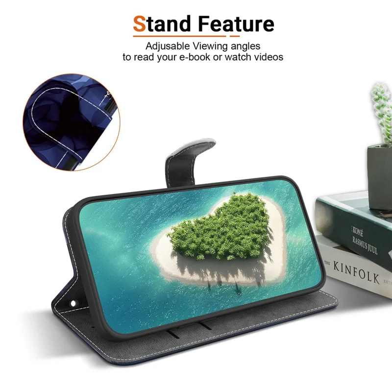 For Honor 400 Smart 5G / 4G / X7d 4G Wallet Case Pattern Printing Leather Stand Phone Cover with Strap - Ink Blue Flower