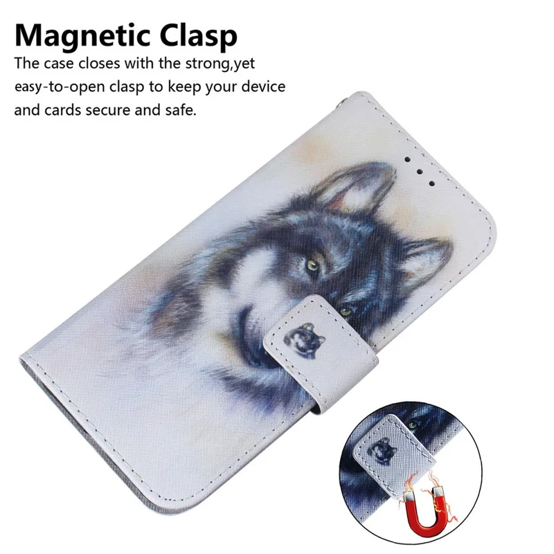 For Motorola Moto G06 4G Wallet Case Pattern Print Leather Phone Cover - Wolf
