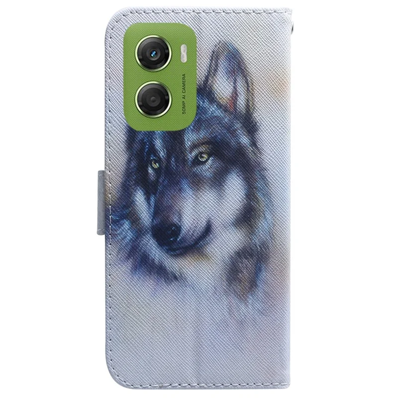 For Motorola Moto G06 4G Wallet Case Pattern Print Leather Phone Cover - Wolf
