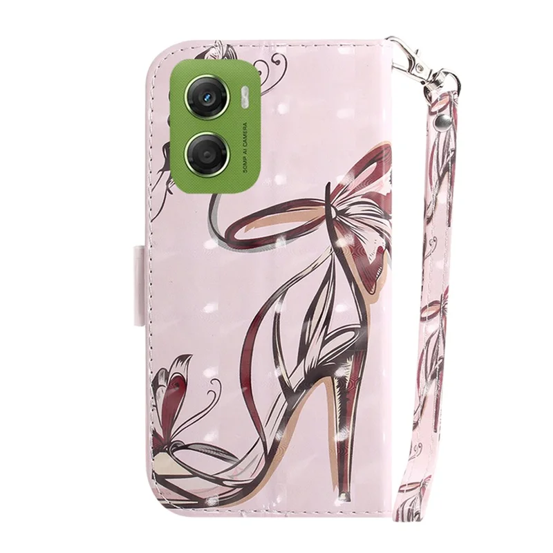 For Motorola Moto G06 Power 4G / G06 4G Case Pattern Printing Leather Wallet Phone Cover with Wrist Strap - Butterfly High Heels