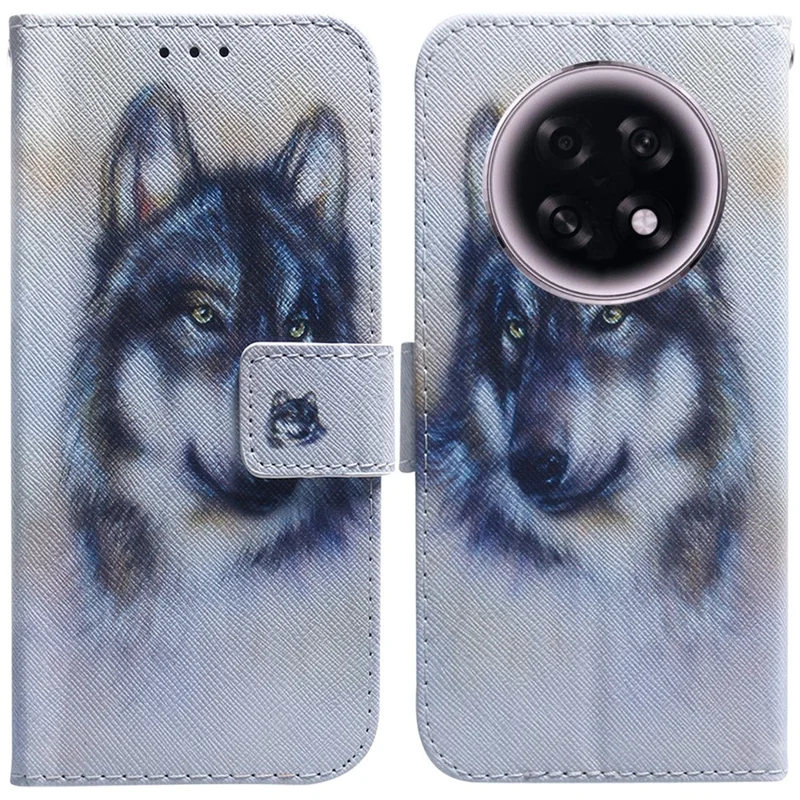For Oppo F31 Pro+ 5G  /  A6 GT 5G Wallet Case Pattern Print Leather Phone Cover - Wolf