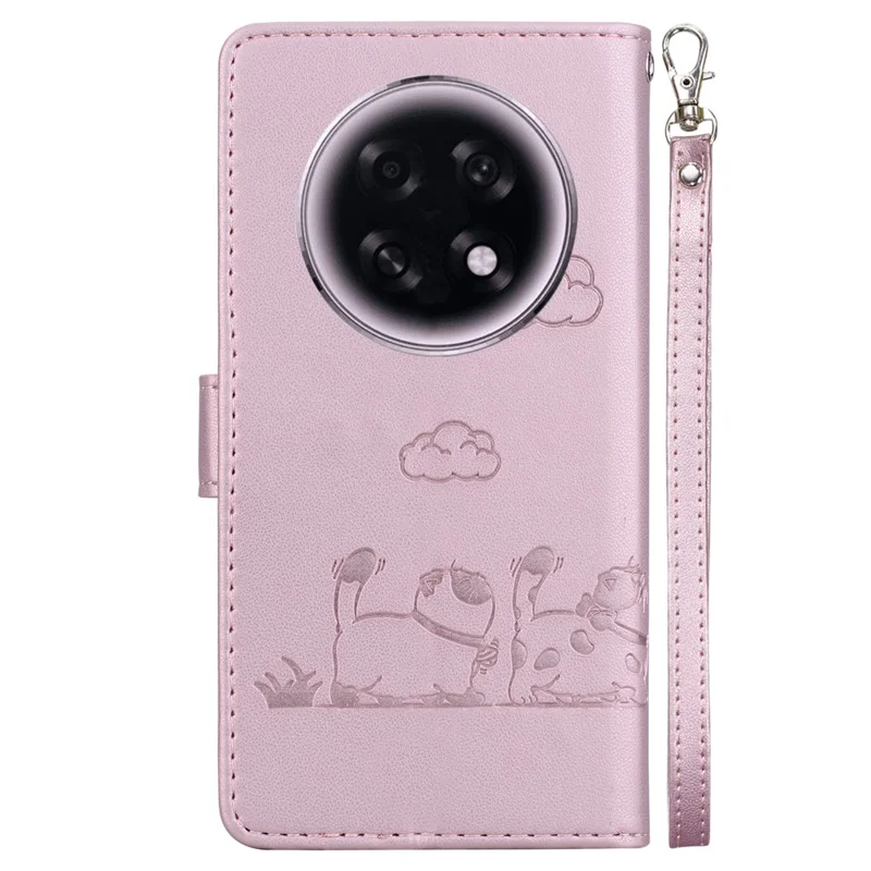 For Oppo F31 Pro+ 5G  /  A6 GT 5G Case RFID Blocking Kitten Pattern TPU + PU Leather Phone Cover with Wrist Strap - Pink