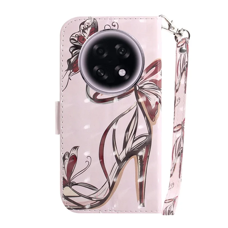 For Oppo F31 Pro+ 5G  /  A6 GT 5G Case Pattern Printing Leather Wallet Phone Cover with Wrist Strap - Butterfly High Heels