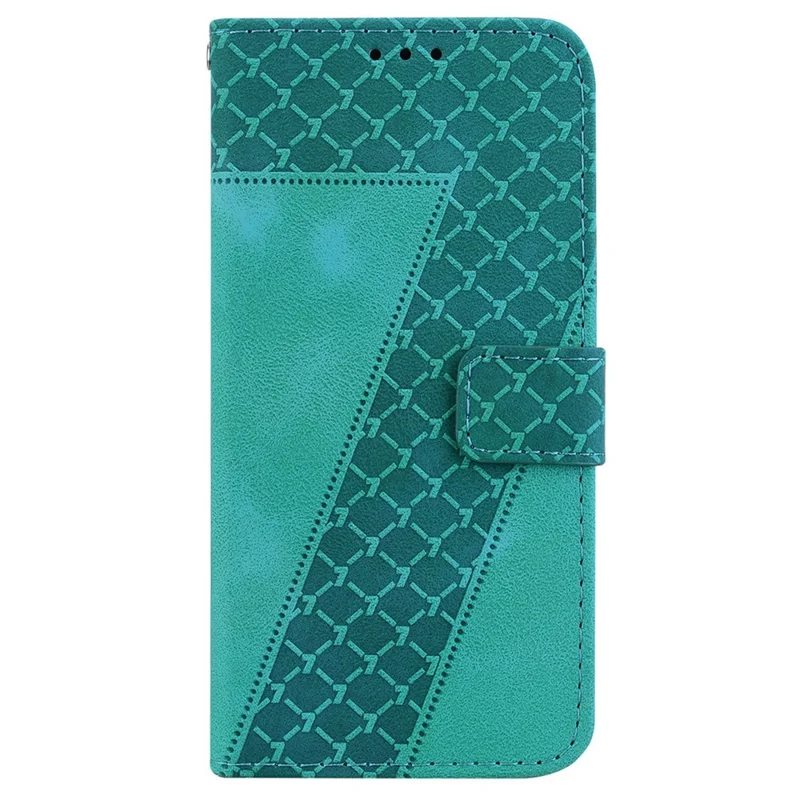 For Oppo F31 Pro+ 5G  /  A6 GT 5G Stand Case 7-Shaped Pattern Imprint Leather Phone Cover with Strap - Green