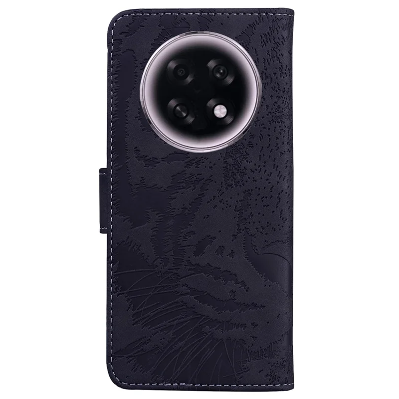 For Oppo F31 Pro+ 5G  /  A6 GT 5G Case Tiger Imprint Leather Wallet Phone Cover - Black