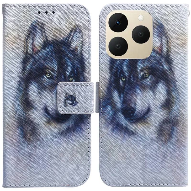 For Realme 15T 5G Wallet Case Pattern Print Leather Phone Cover - Wolf