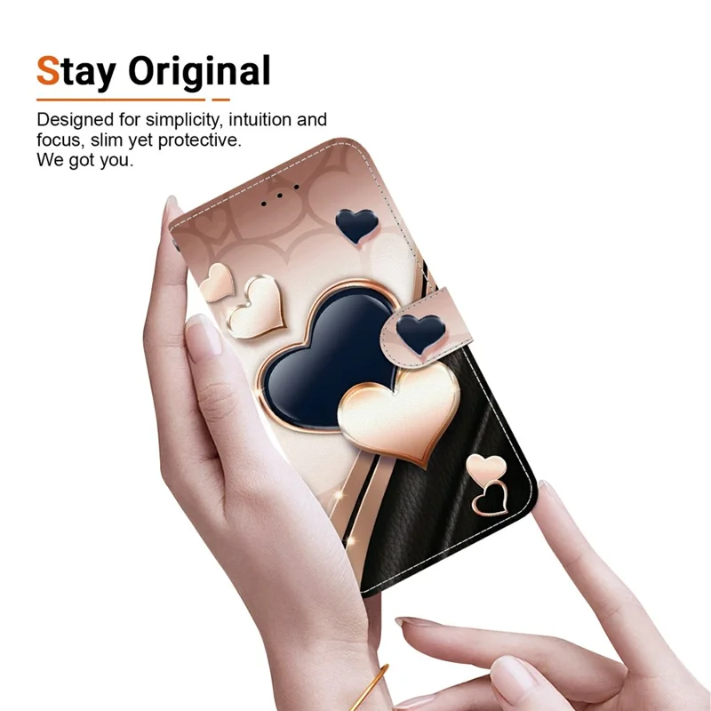 For Realme 15T 5G Leather Case Stand Wallet Pattern Printing Phone Cover with Wrist Strap - Love