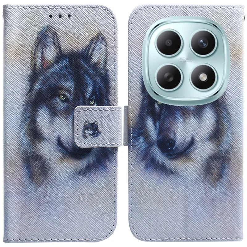 For Xiaomi Redmi Note 15 5G (Global) Wallet Case Pattern Print Leather Phone Cover - Wolf