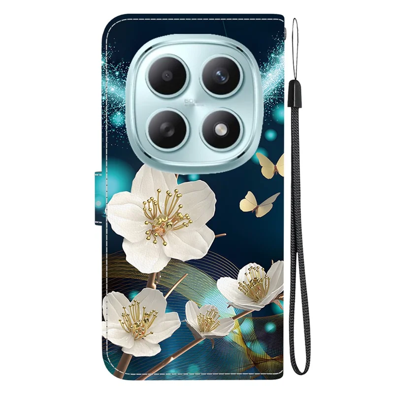 For Xiaomi Poco M8 5G / Redmi Note 15 5G (Global) Case Pattern Printing Leather Flip Wallet Phone Cover with Lanyard - Magnolia