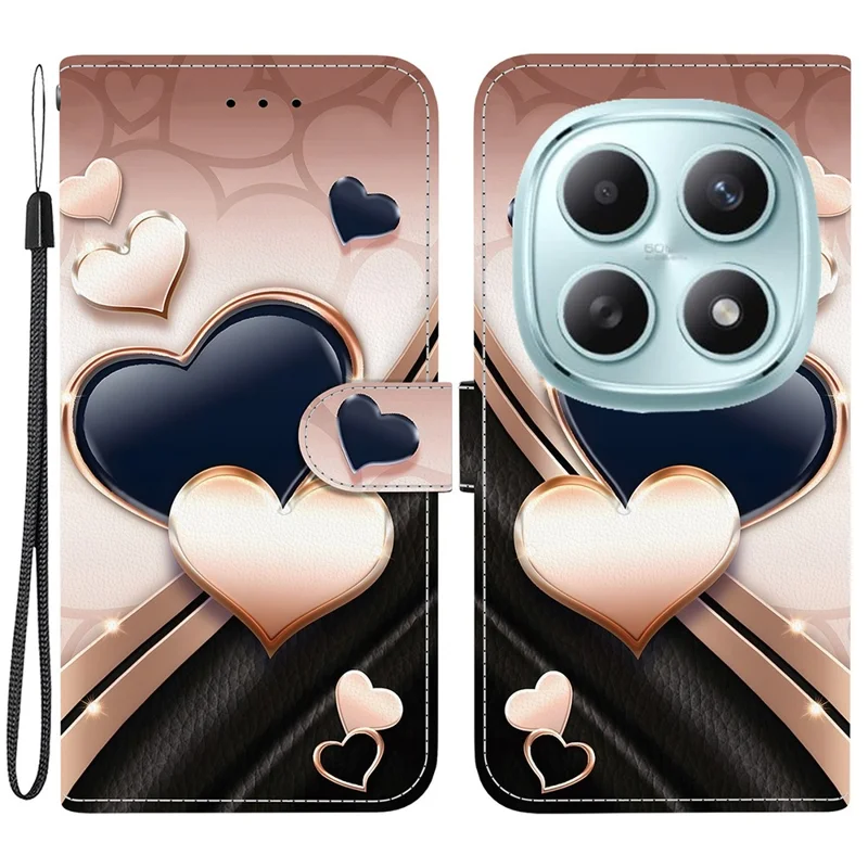 Voor Xiaomi Redmi Note 15 5G (China) Leren Hoesje met Stand, Portemonnee, Patroonbedrukking en Telefoonhoesje met Polsbandje - Liefde