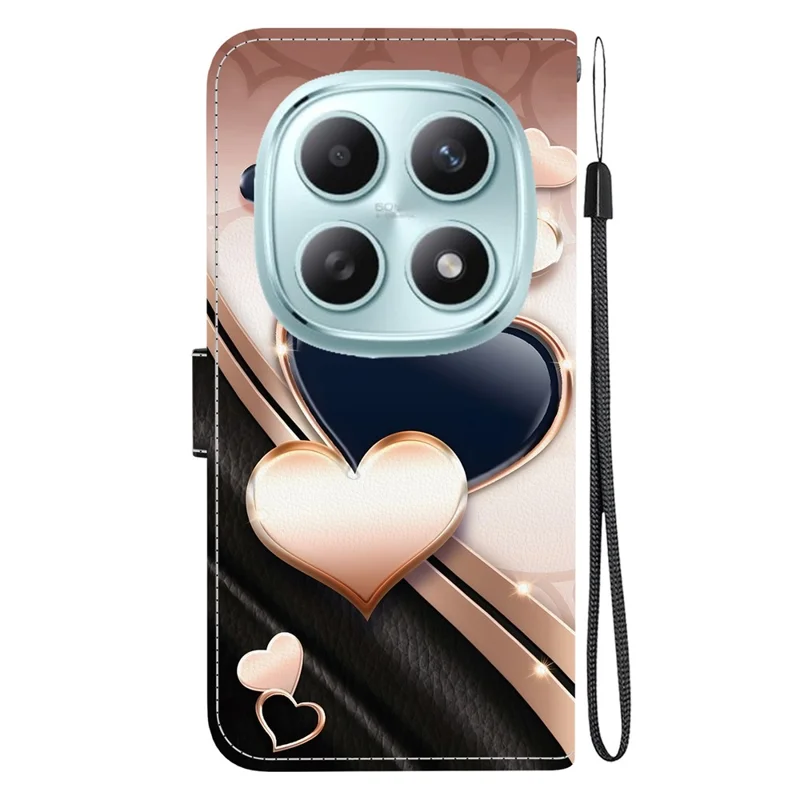 Voor Xiaomi Redmi Note 15 5G (China) Leren Hoesje met Stand, Portemonnee, Patroonbedrukking en Telefoonhoesje met Polsbandje - Liefde