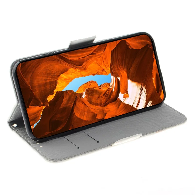 Voor Xiaomi Redmi Note 15 Pro 5G hoesje met patroonprint Lederen portemonnee telefoonhoes met polsbandje - Schattige kat