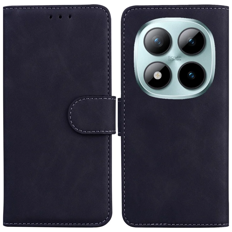 Voor Xiaomi Redmi Note 15 Pro 5G hoesje Effen kleur Lederen portemonnee telefoonhoes - Zwart