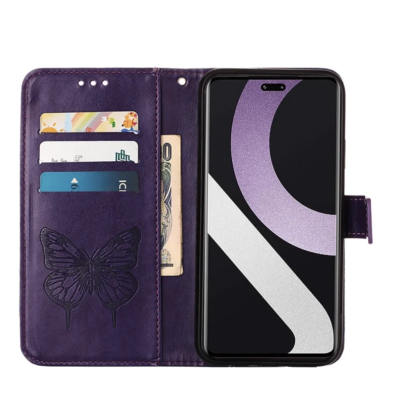 For Xiaomi 13 Lite / Civi 2 5G Wallet Case with Wrist Strap Butterfly Imprint Leather Phone Cover - Dark Purple