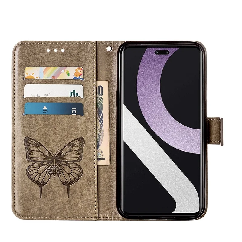 YB Imprimindo a Capa de Telefonia de Couro da Série 4 Para Xiaomi Civi 2 5G, Butterfly Flor Impresso Anti-arranhão Tampa do Suporte - Cinza