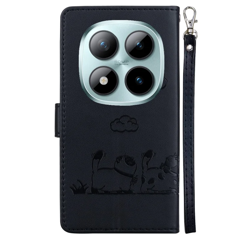 For Xiaomi Poco M8 Pro 5G / Redmi Note 15 Pro+ 5G (Global) Case RFID Blocking Kitten Pattern TPU + PU Leather Phone Cover with Wrist Strap - Black