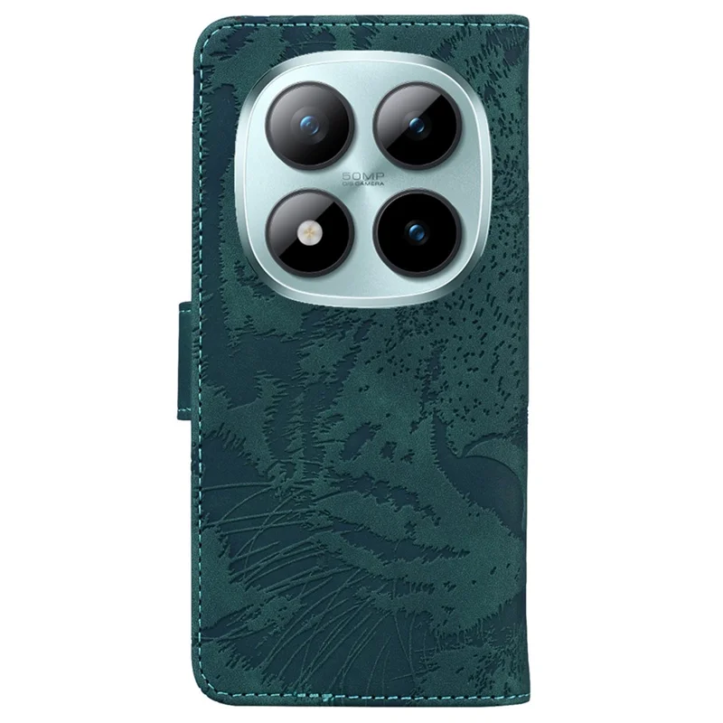 Xiaomi Redmi Note 15 Pro+ 5G Custodia Tigre Impronta Pelle Portafoglio Cover per Telefono - Verde