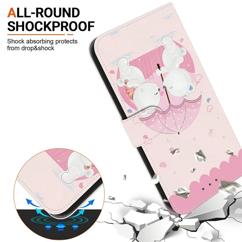 For Samsung Galaxy S26 / S26 Pro Case Pattern Printing Leather Flip Wallet Phone Cover with Lanyard - Cartoon Couple Bear