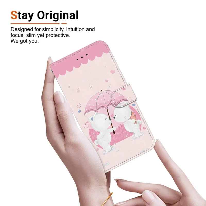 For Samsung Galaxy S26 / S26 Pro Case Pattern Printing Leather Flip Wallet Phone Cover with Lanyard - Cartoon Couple Bear