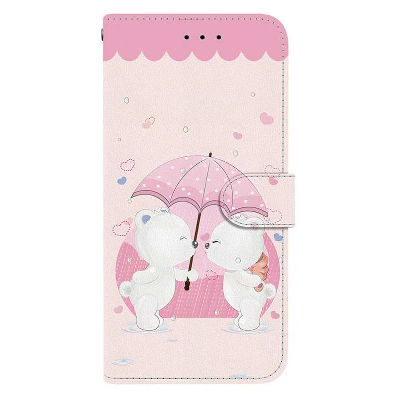 For Samsung Galaxy S26 / S26 Pro Case Pattern Printing Leather Flip Wallet Phone Cover with Lanyard - Cartoon Couple Bear