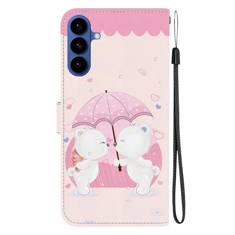 For Samsung Galaxy S26 / S26 Pro Case Pattern Printing Leather Flip Wallet Phone Cover with Lanyard - Cartoon Couple Bear