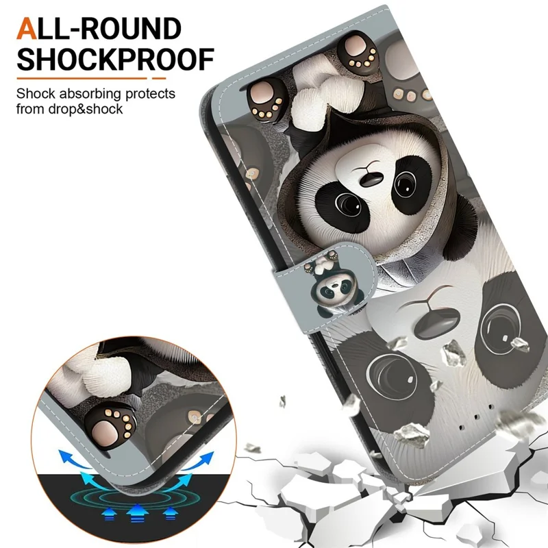For Samsung Galaxy S26 Wallet Case Pattern Printing Leather Stand Phone Cover with Strap - Panda