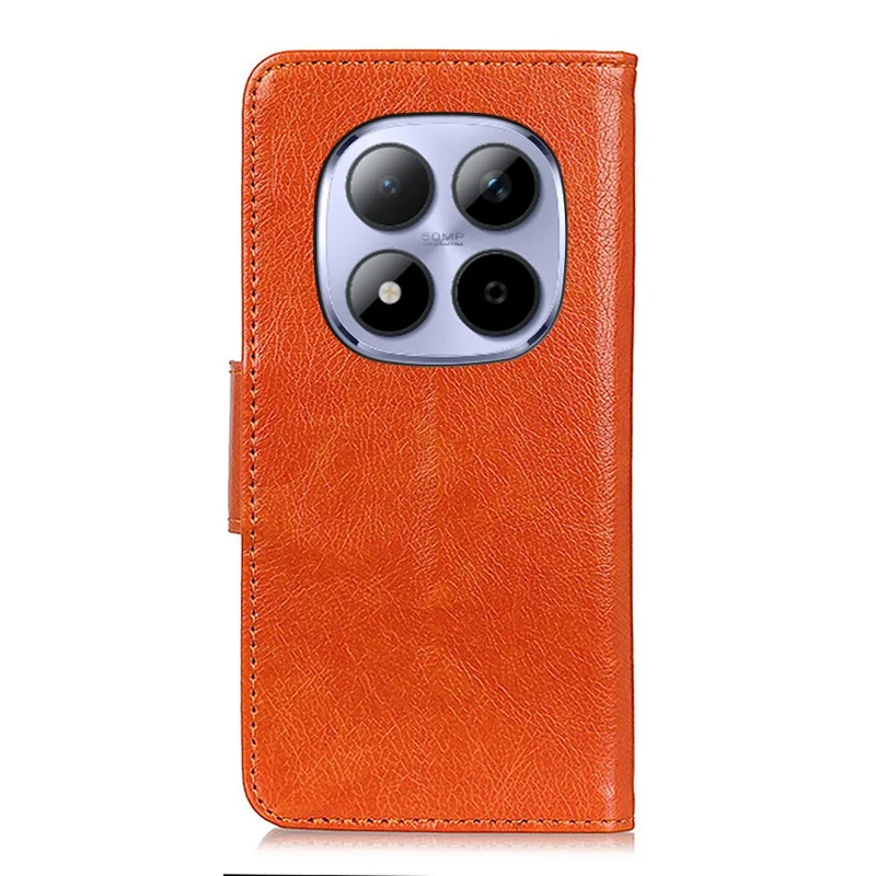 Capa Xiaomi Redmi Note 15 Pro 5G - Textura Nappa, Couro Dividido, Carteira de Telefone - Laranja