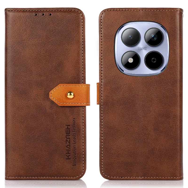 KHAZNEH Für Xiaomi Redmi Note 15 Pro+ 5G Brieftasche Handyhülle Ständer Leder Flip Cover - Braun