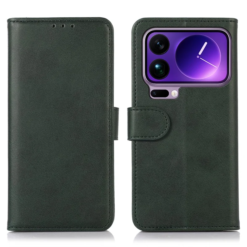 For Xiaomi 17 Pro Max Case Cowhide Texture Leather Wallet Phone Cover with Stand - Green