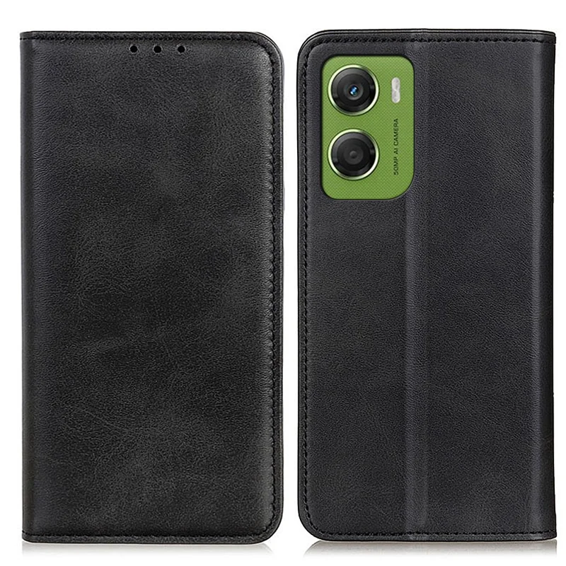 Per Motorola Moto G06 4G Case Split Leather Flip Wallet Phone Cover - Nero