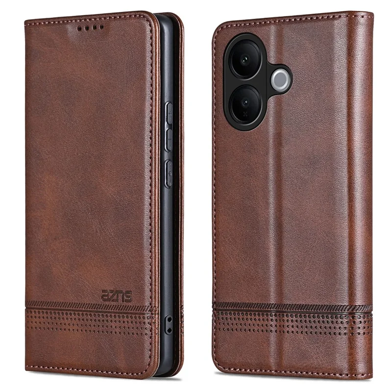 Capa para vivo V60 Lite 5G, textura de couro de vaca, couro PU, capa de carteira para celular - café