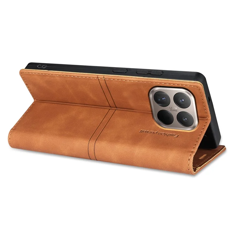 Xiaomi 15T Pro Magnetische Schließung Leder Handyhülle - Braun