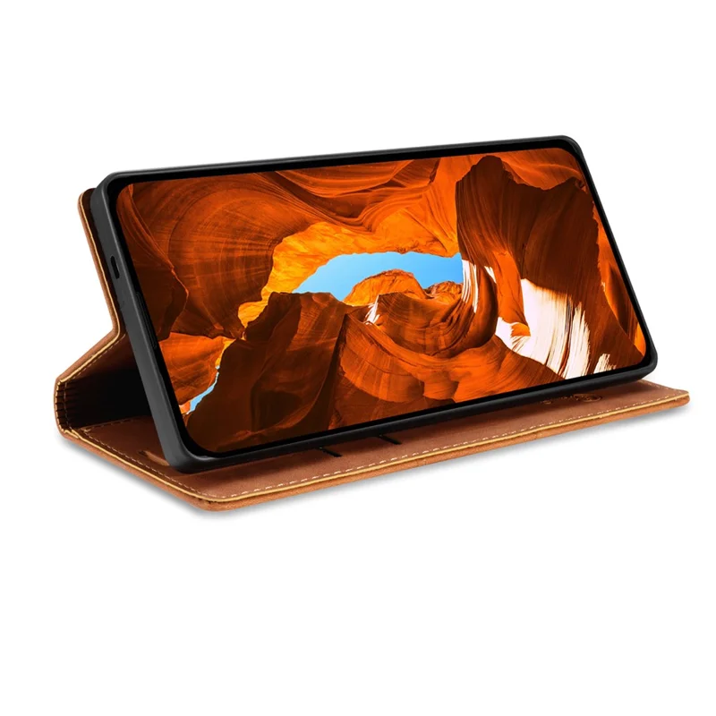 Xiaomi 15T Pro Magnetische Schließung Leder Handyhülle - Braun